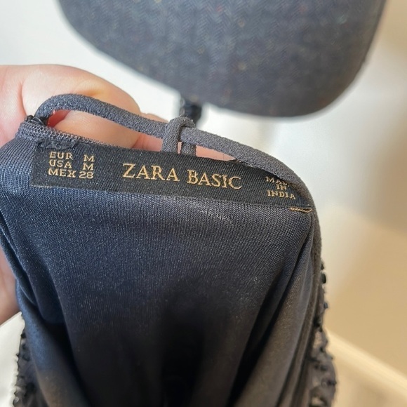 ZARA DARK GREY MIDI EVENING COLLECTION SEQUIN FINE STRAPS DRESS BNWT SIZE M - Picture 3 of 11